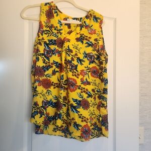 Violet & Claire Womens Floral Sleeveless Yellow Top Size M Euc